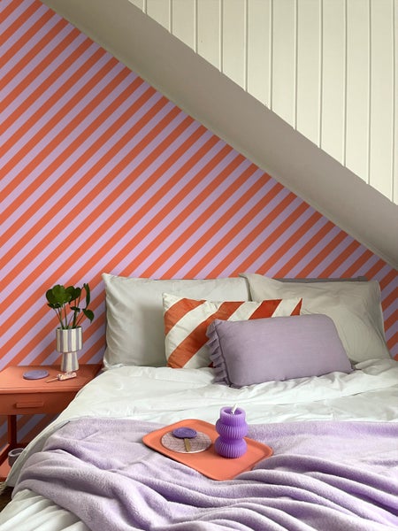 ESTAhome Tapete Streifen Violett und Orange - 53 cm x 10.05 m - 139956