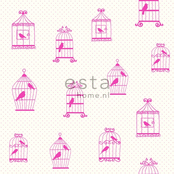 ESTAhome Tapete Vogelkäfige Rosa - 53 cm x 10.05 m - 137338