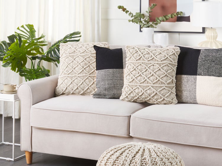 Dekokissen 2er Set GOREME Baumwolle 45 x 45 cm Hellbeige Geometrisches Muster
