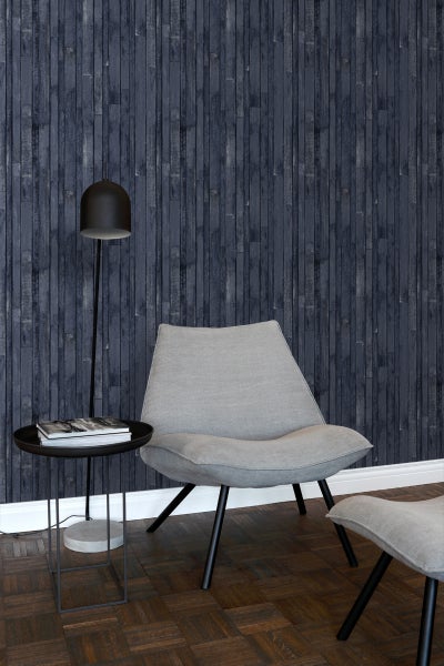 ESTAhome Tapete Holz-Optik Dunkelblau - 53 cm x 10.05 m - 138814