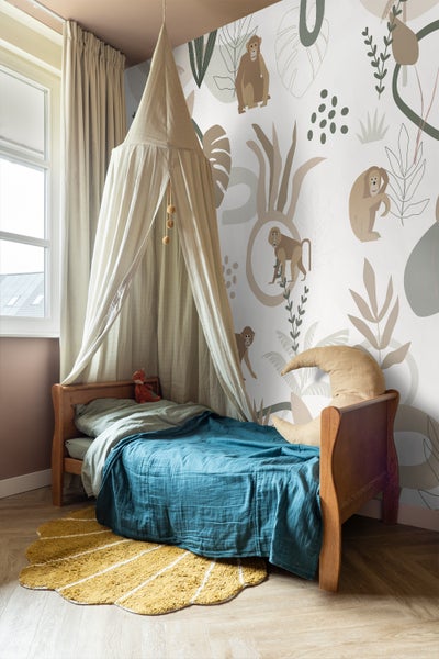 ESTAhome Fototapete Affen Beige und Grün - 200 x 279 cm - 159244