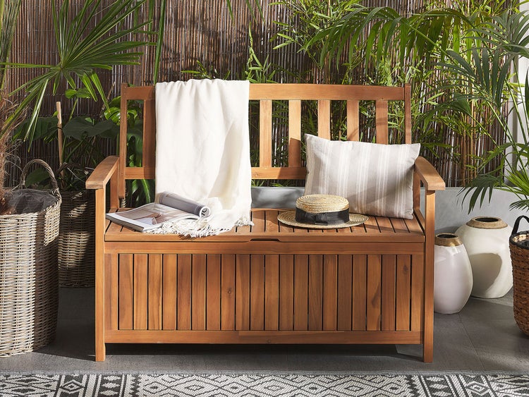 Gartenbank SOVANA 120 cm mit Stauraum Akazienholz Braun