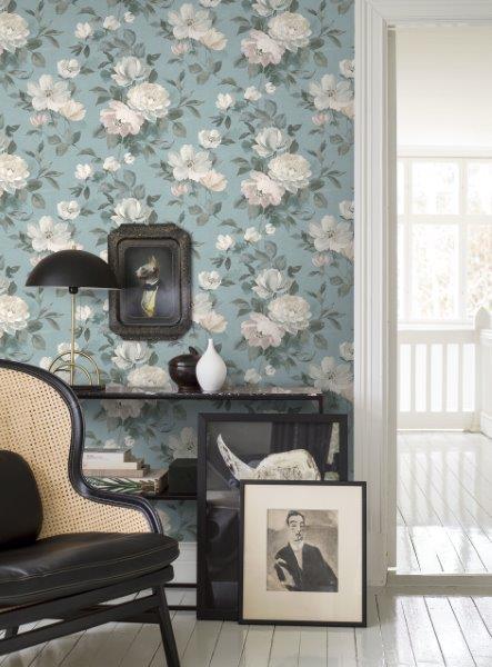 Borastapeter Tapete Blumen Blau - 53 cm x 10.05 m - 660428