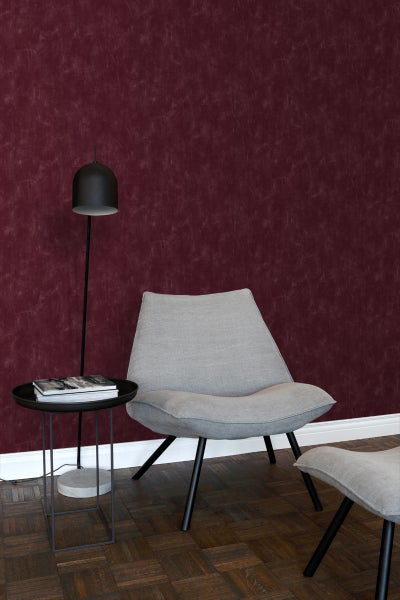 ESTAhome Tapete mit malerischem Effekt Burgunderrot - 53 cm x 10.05 m - 148724