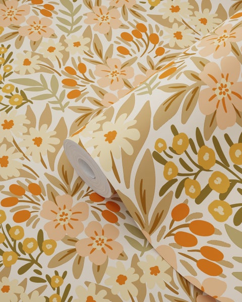 ESTAhome Tapete Blumen Terrakotta - 50 x 900 cm - 131449