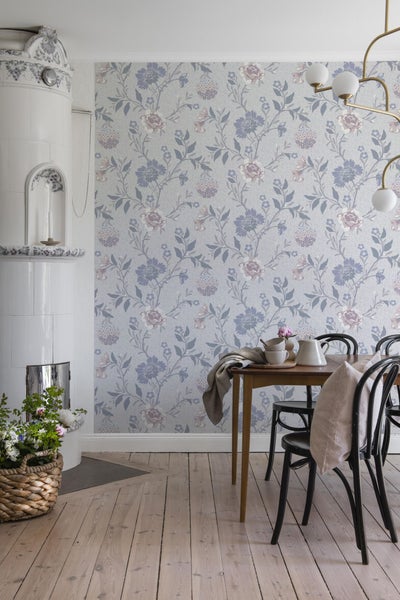 Duro Tapete Blumen Hellblau - 53 cm x 10.05 m - 661164