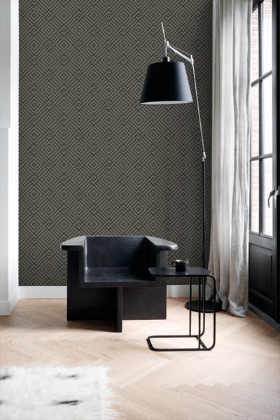 Origin Wallcoverings Tapete 3D grafisches Motiv Taupe und Schwarz - 50 x 900 cm - 347980