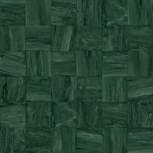 Origin Wallcoverings Tapete quadratische Holzstücke Dunkelgrün - 50 x 900 cm - 347934