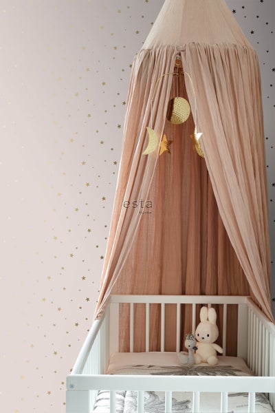 ESTAhome Tapete kleine Sterne Altrosa und Gold - 53 cm x 10.05 m - 139260