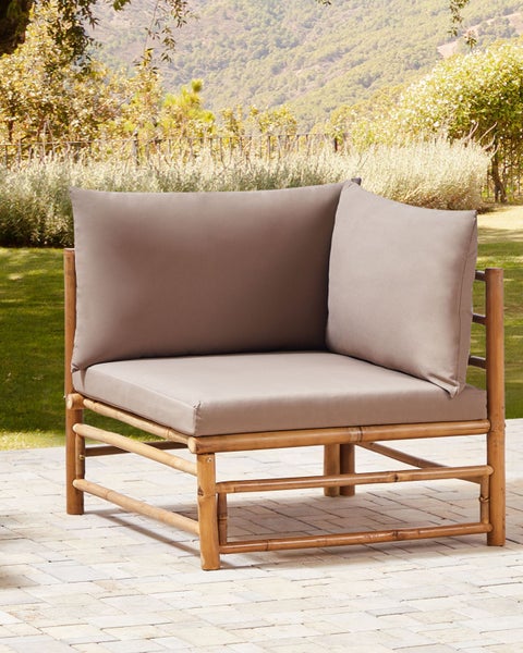 Garten-Eckmodul CERRETO Bambusholz Taupe