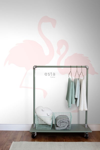 ESTAhome Fototapete Flamingos Hellrosa und Weiß - 1,86 x 2,79 m - 158838