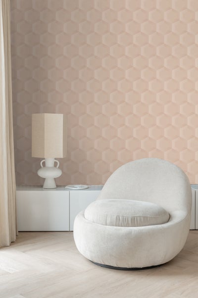 Origin Wallcoverings Tapete 3D Wabenmuster Hellrosa - 53 cm x 10.05 m - 348020