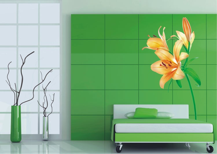 Sanders und Sanders Wandtattoo Blumen Orange und Grün - 85 x 65 cm - 600256