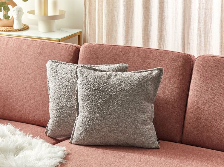Dekokissen 2er Set SENECIA Bouclé 45 x 45 cm Beige Ohne Muster