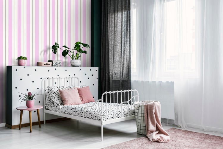 ESTAhome Tapete Streifen Rosa und Braun - 53 cm x 10.05 m - 136412