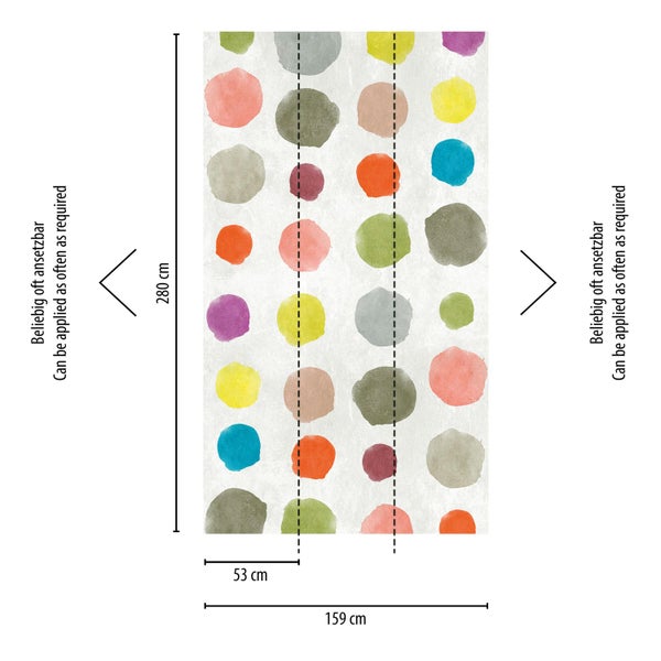 Abmessungen einer Tapete mit Punktmuster