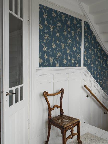Borastapeter Tapete Blumen Graublau - 53 cm x 10.05 m - 660844