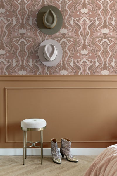 ESTAhome Tapete Blumenmuster im Jugendstil Altrosa - 50 x 900 cm - 139895
