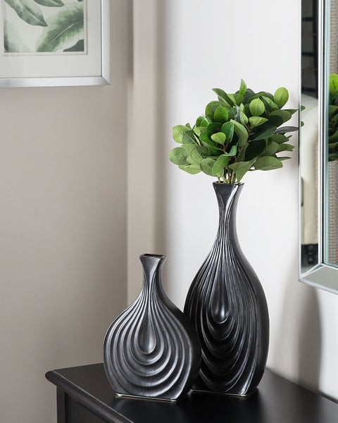 Dekovase THAPSUS Keramik 39 cm Schwarz