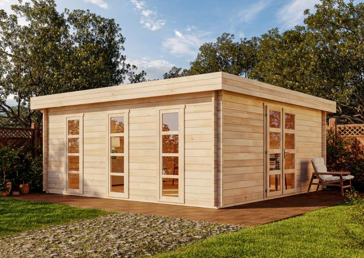 Alpholz Gartenhaus Vivian 44 ISO Gartenhaus aus Holz, Holzhaus mit 44 mm Wandstärke, Blockbohlenhaus mit Montagematerial