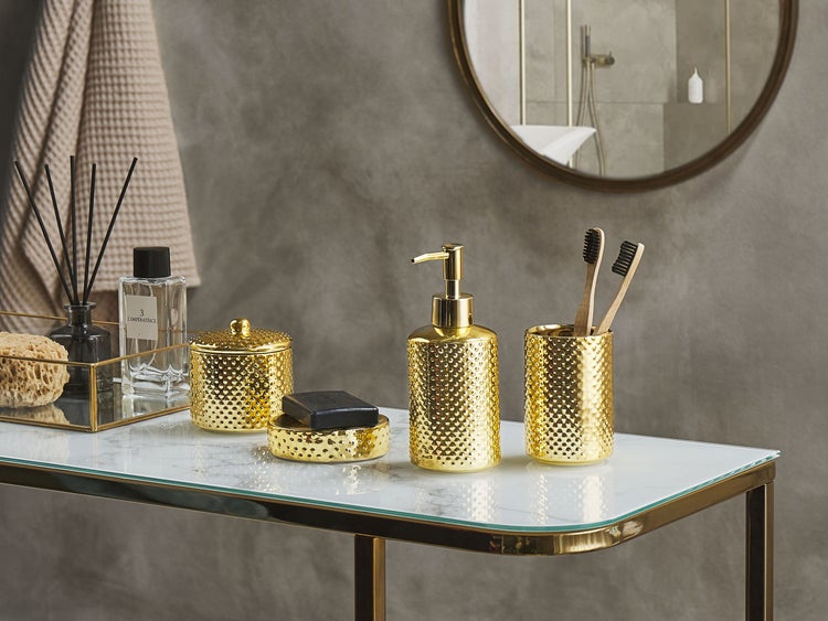 Badaccessoires Set 4-teilig CUMANA Keramik Gold