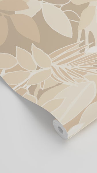 ESTAhome Tapete Blätter Beige - 50 x 900 cm - 139845