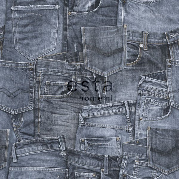 ESTAhome Tapete Jeansstoff Blau - 53 cm x 10.05 m - 137737