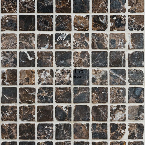 ESTAhome XXL-Vliestapete Mosaik-Fliesen Braun und Schwarz - 50 x 900 cm - 158202