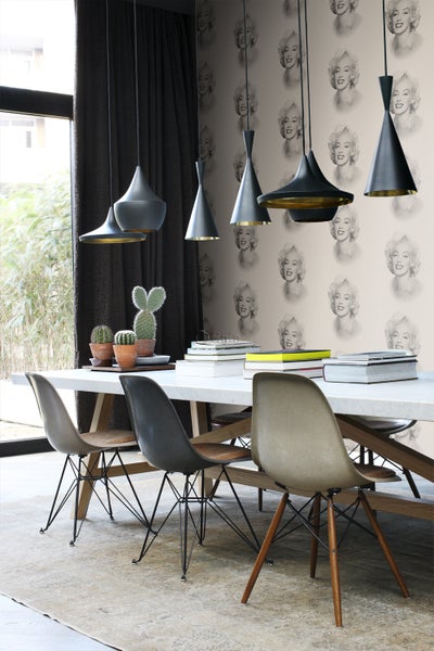 Origin Wallcoverings Tapete Marilyn Monroe Grau und Schwarz - 53 cm x 10.05 m - 326350