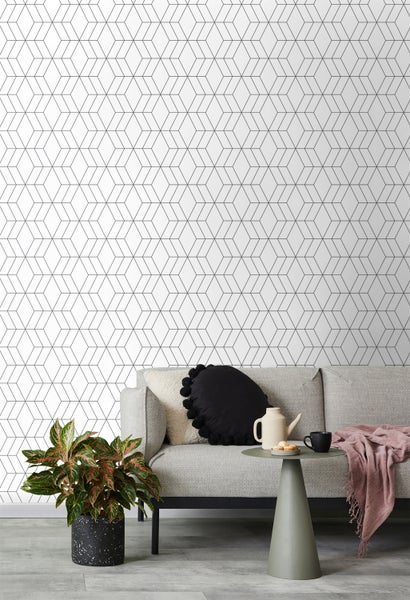 Walls4You Tapete grafische Linien Schwarz-Weiß - 53 cm x 10.05 m - 935327
