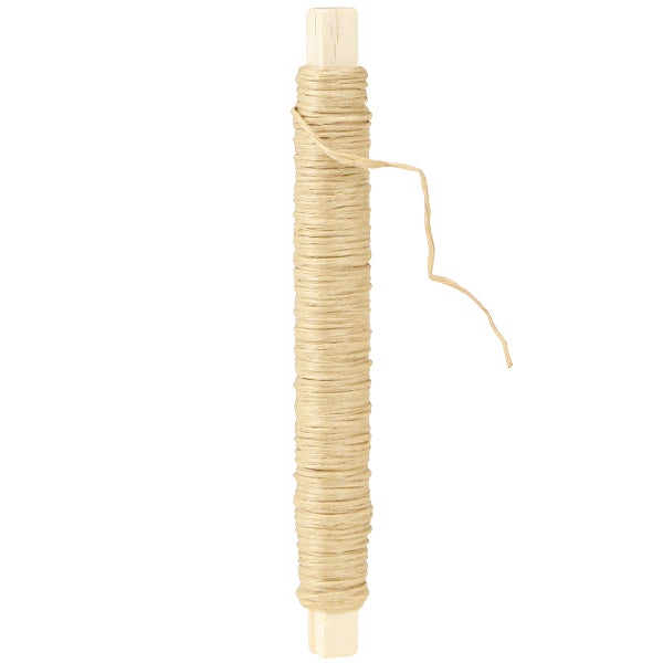 Papierdraht auf Holzstab gewickelt, Naturton.