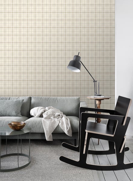 ESTAhome Tapete Karomuster Beige - 53 cm x 10.05 m - 137722