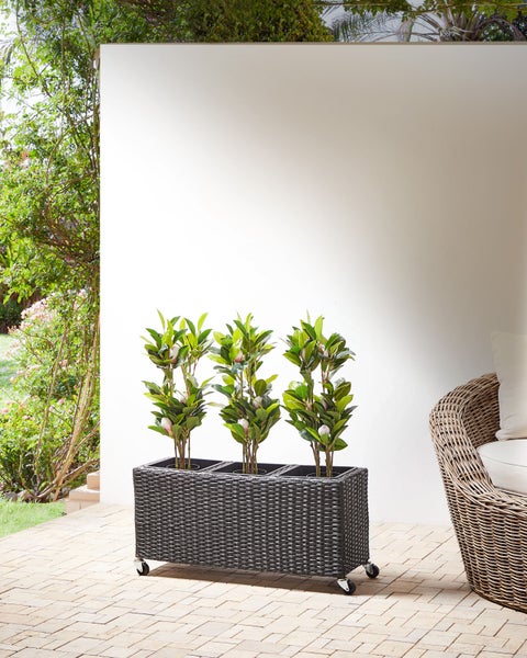 Blumenkübel BELLIS Polyrattan 82 cm Schwarz