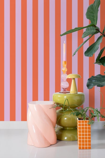 ESTAhome Tapete Streifen Orange und Violett - 53 cm x 10.05 m - 139904