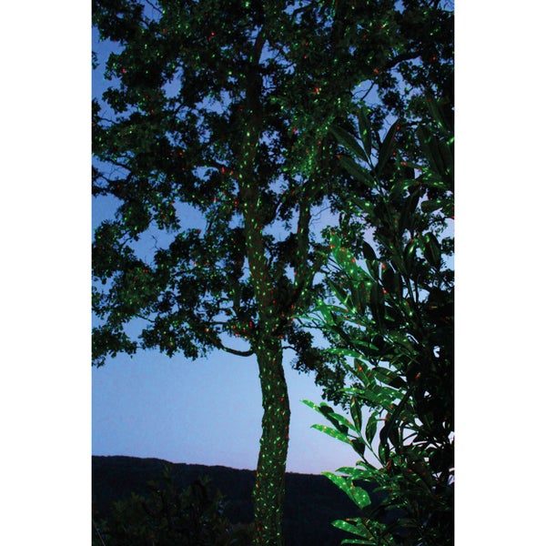 Baum mit dekorativer Weihnachtsbeleuchtung im Außenbereich