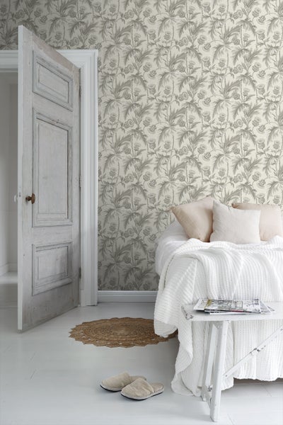 Borastapeter Tapete Blätter Grau - 53 cm x 10.05 m - 660973