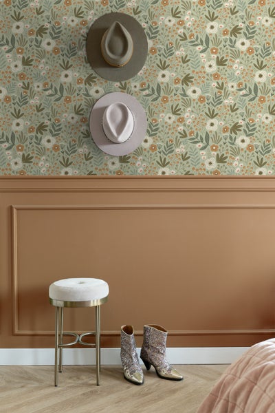 ESTAhome Tapete Blumen Graugrün - 50 x 900 cm - 131070