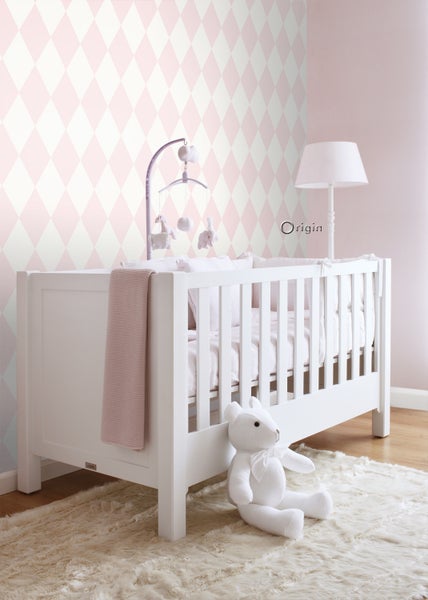Origin Wallcoverings Tapete Karomuster Rosa und Weiß - 53 cm x 10.05 m - 347694