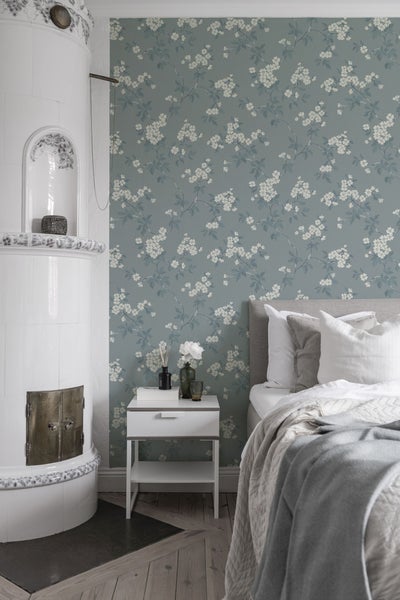 Duro Tapete Blumen Graublau - 53 cm x 10.05 m - 661149