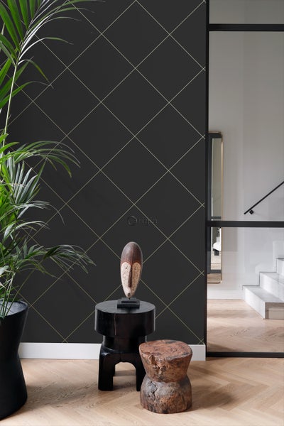 Origin Wallcoverings Tapete grafische Linien Schwarz und Gold - 53 cm x 10.05 m - 347719