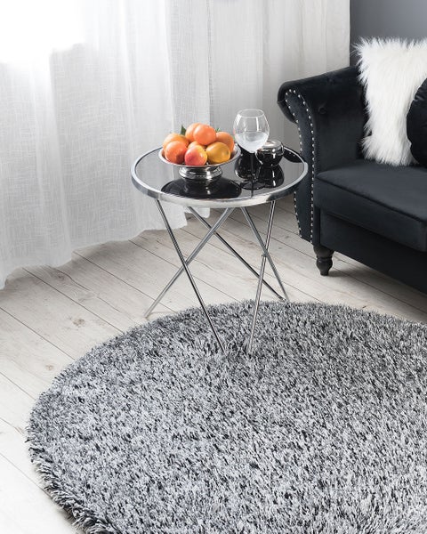 Zottelteppich CIDE Schwarz / Weiß ø 140 cm