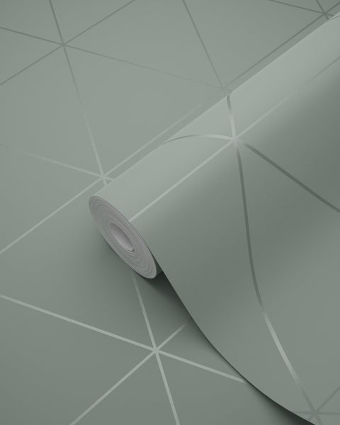 Origin Wallcoverings Tapete grafische Dreiecke Graugrün - 53 cm x 10.05 m - 347714