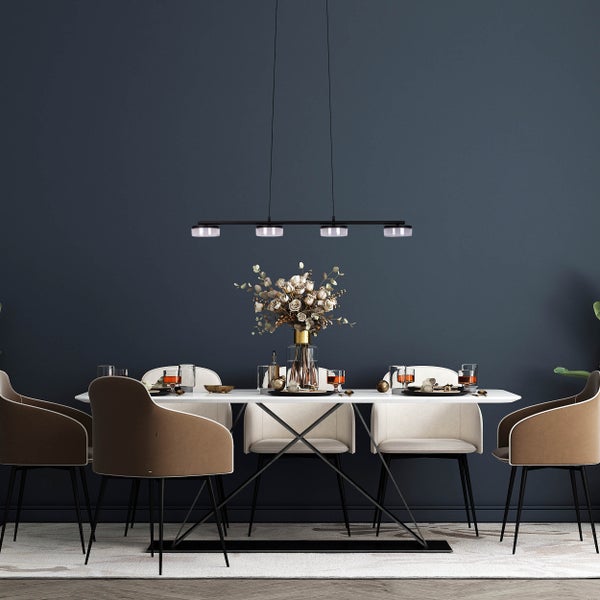LED Pendelleuchte CIMO aus Metall und Kunststoff in Schwarz, mit integrierter LED, Länge 96 cm