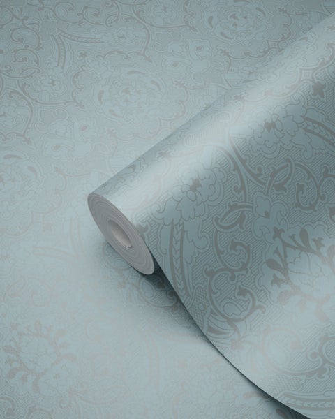 Origin Wallcoverings Tapete Ornamente Eisblau - 53 cm x 10.05 m - 346246