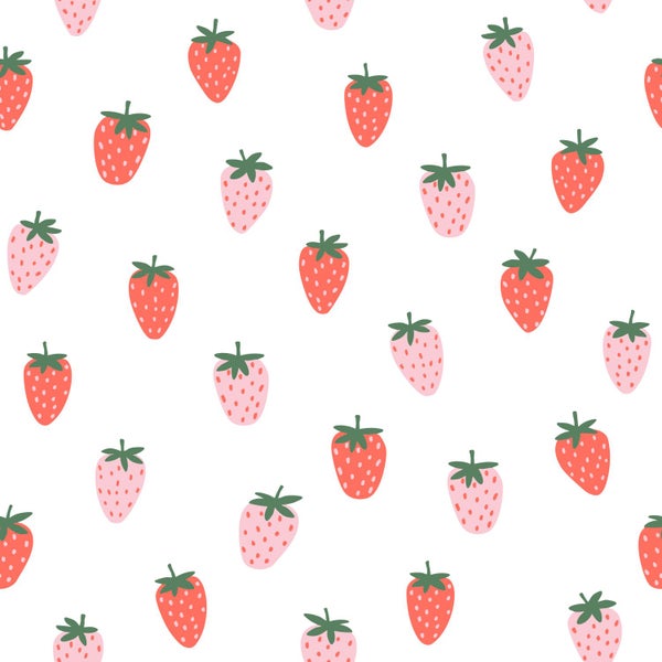 ESTAhome Tapete Erdbeeren Weiß und Rosa - 50 x 900 cm - 131650