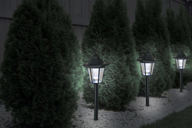 3er Set LED Solar-Erdspieß/Wandleuchte 2-in-1