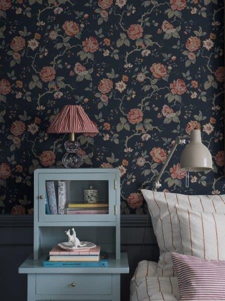 Borastapeter Tapete Blumen Graublau - 49 cm x 10.05 m - 660581