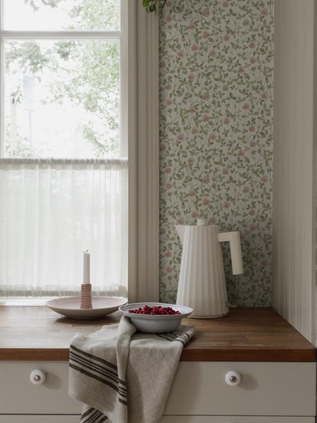 Borastapeter Tapete Blumen Rosa und Grün - 53 cm x 10.05 m - 662674