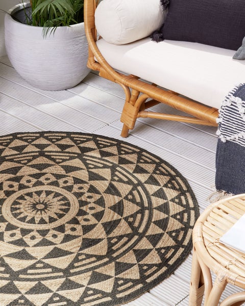 Teppich Jute schwarz ⌀ 120 cm ALAKIR