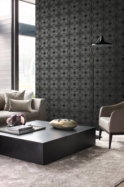 Origin Wallcoverings Tapete grafische Form Schwarz und Silber - 53 cm x 10.05 m - 346221